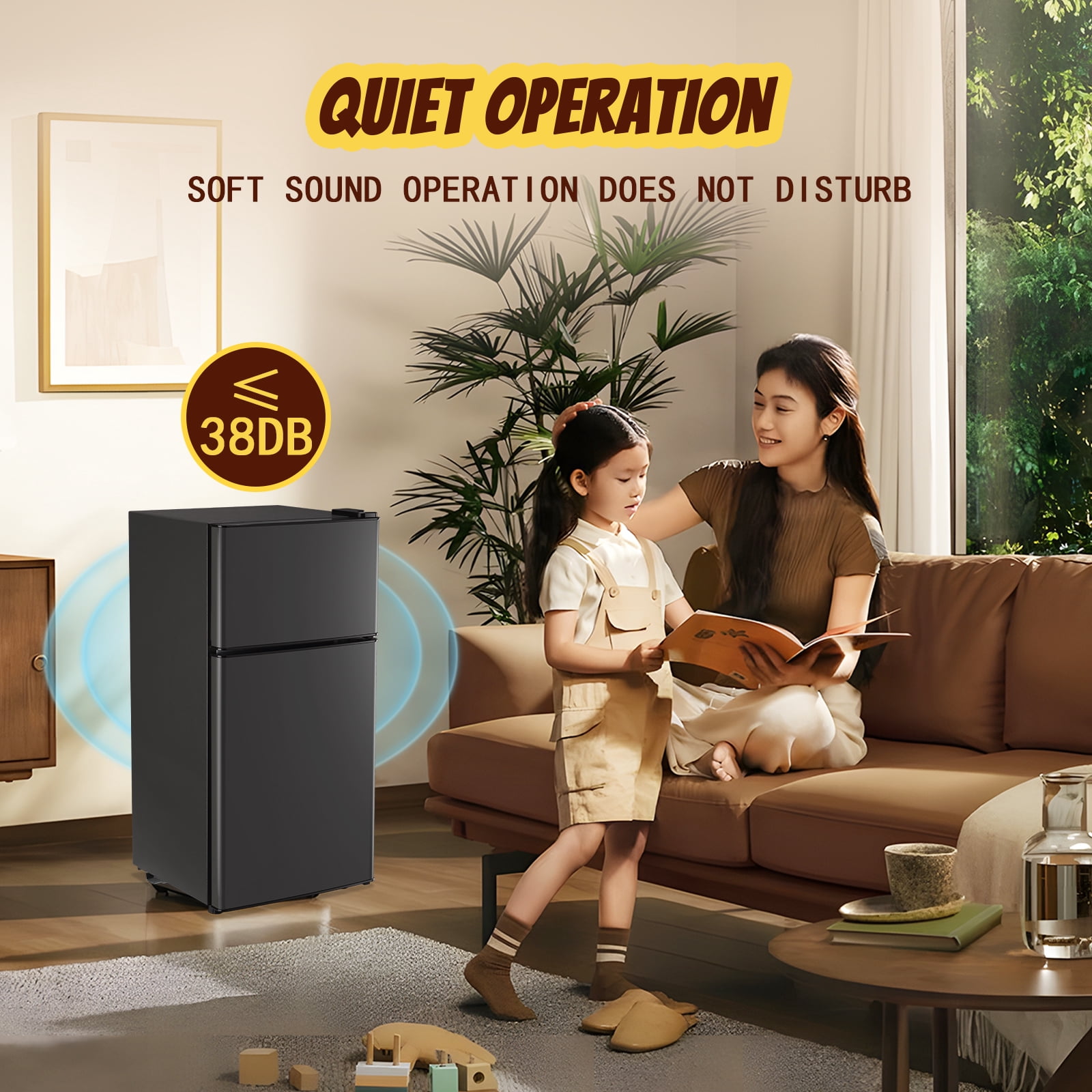 TACOOL 2.2Cu.Ft Small Refrigerator with Freezer, Mini Fridge with Top Freezer for Apartment, Bedroom, Double Door, Dark Grey