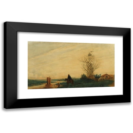 Prilidiano Pueyrredòn 14x10 Black Modern Framed Museum Art Print Titled - La Lavandera (Between 1840 and 1870)