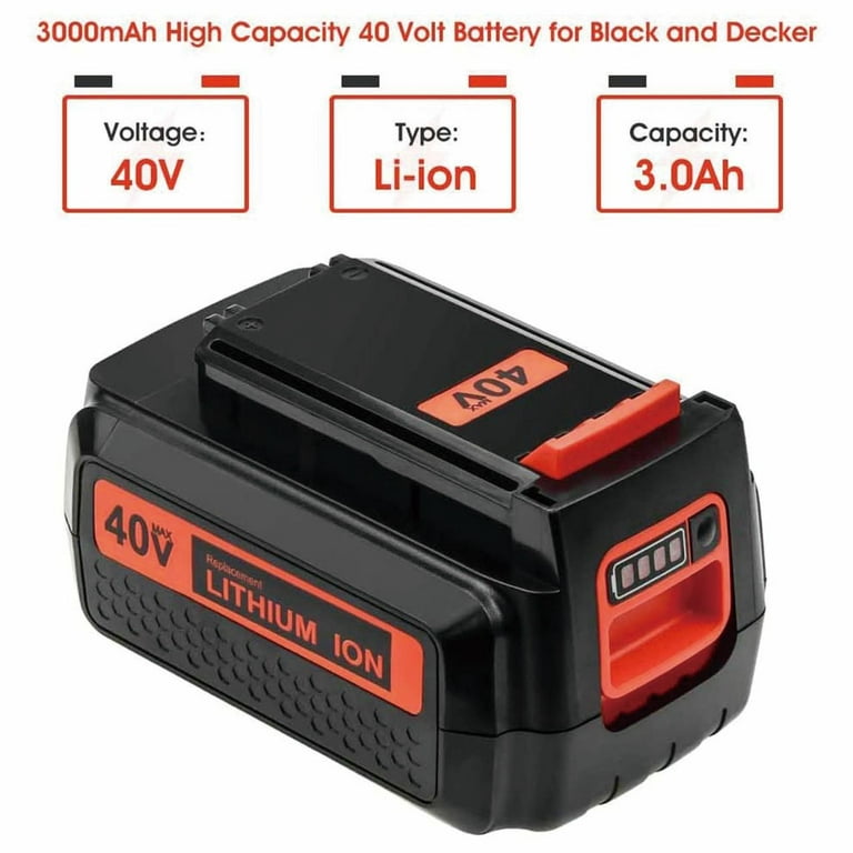 2 Pack 40 Volt 3.0Ah Replacement for Black and Decker 40V Battery
