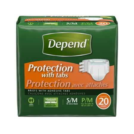 Depend Incontinence Protection with Tabs, Maximum Absorbency, S/M, 20 ct