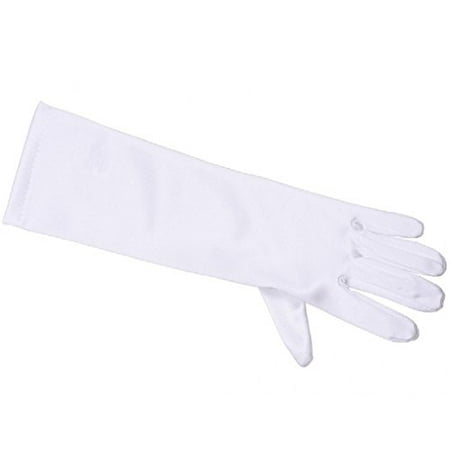 Girls Gorgeous Satin Medium Gloves Special Occasion Dress Formal Wedding Pageant White 0-3 (GL701-6BL)