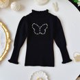 thumbnail image 6 of WAVSUF Kids Girls Knitted Sweater, Ruffle Mock Neck Long Sleeve Soft Comfort Winter Base Casual Undershirts Black 2, 6 of 6