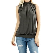 Zenana Women & Plus Sleeveless Mock-TurtleNeck Pleated Top with Waistband
