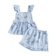 thumbnail image 2 of Conjuntos de camiseta sin mangas con cuello redondo para niña, conjunto de dos piezas de poliéster, informal, sin mangas, con estampado floral y pantalones cortos, 2 of 6