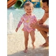 thumbnail image 5 of BemeyourBBs Toddler Baby Girls Dinosaur Swimsuit Infant Bathing Suit One Piece Rash Guard Cartoon Print Ruffles Hem Long Sleeve Zipper Ruffle Summer Beachwear, 5 of 9