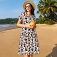 thumbnail image 4 of Balery Christmas Cat Vestidos sueltos de manga corta para mujer, vestidos de verano 2025, vestidos casuales de corte A con vuelo., 4 of 6