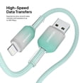 thumbnail image 4 of Powertek Frosty MFi Certified USB-A to Lightning Braided Charging Cable, 6 ft, Mint, 4 of 6