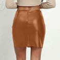 thumbnail image 4 of IROINNID Mini Empire Waist Skirt For Women Fashion High Waist Zip Skirt Leather Skirt Skirt Solid Color Skirt, 4 of 5