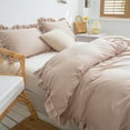 thumbnail image 2 of Move Over Taupe Ruffle Pillow Shams King Ruffled Pattern Khaki Boho Pillowcases 100% Washed Microfiber, 2 of 7