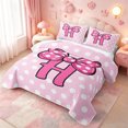 thumbnail image 3 of meiyoeat Polka Dot Letter Monogram Quilt Full For Girls,Cute Coquette Bow Full Bedspread Sets,3-Piece,1 Coverlet and 2 Pillowcases, 3 of 7