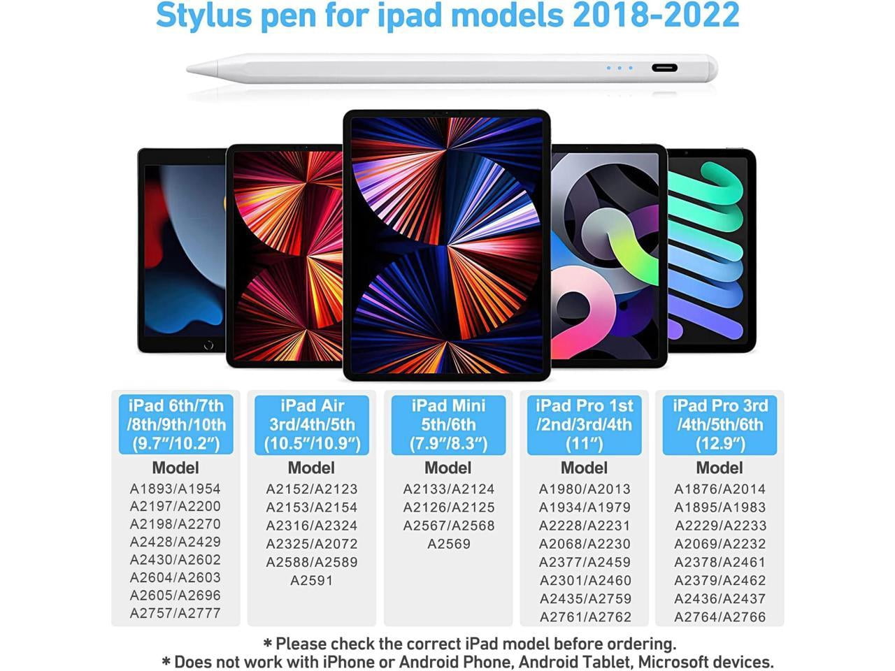 Stylus Pen for ipad, Active Pencil with Quick Charge, Palm Rejection Tilt Sensor, Magnetic Apple Pen Compatible with 2018-2023 iPad Pro 11"/12.9",iPad 10/9/8/7/6,iPad Mini 5/6,iPad Air 3/4/5
