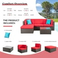 thumbnail image 3 of Walsunny 5 Pieces Patio Furniture Sets Outdoor All-Weather Sectional Patio Sofa Set PE Rattan Wicker Conversation Set Red, 3 of 8