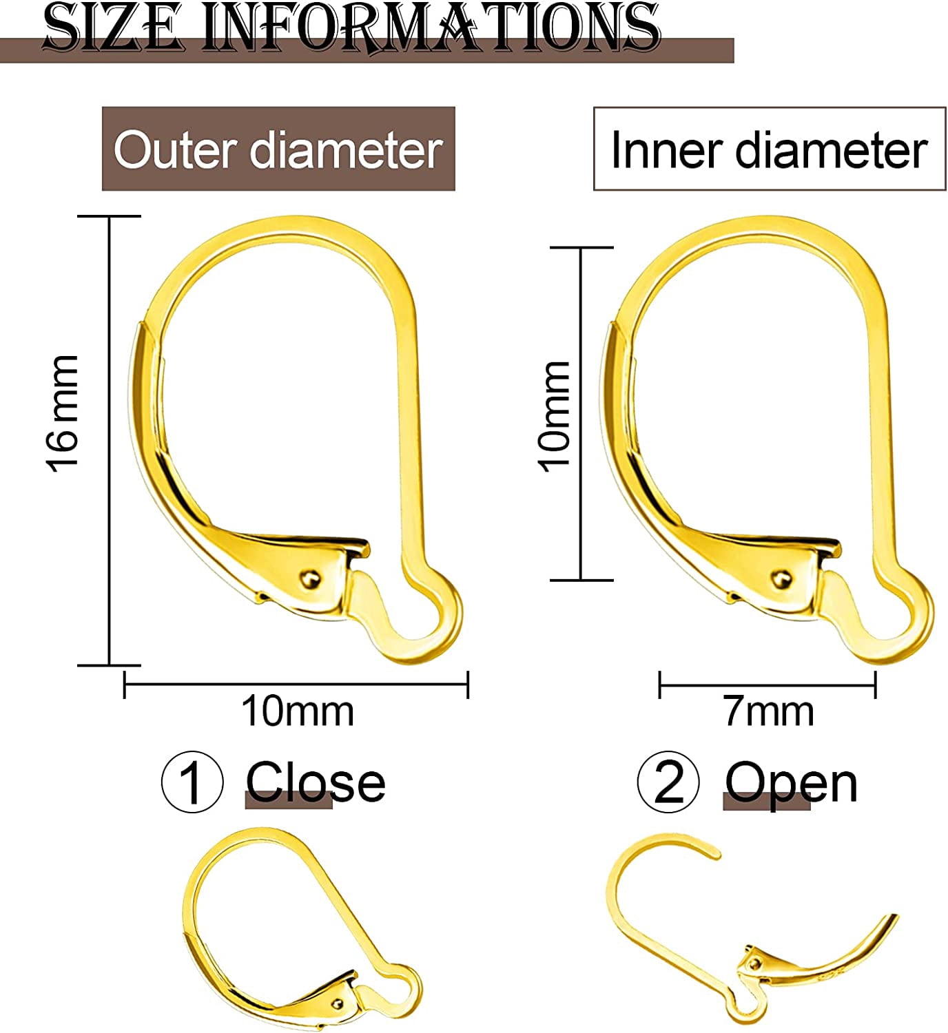 TOAOB 8pcs 925 Sterling Silver Leverback Earring Hooks 10x16mm Hypoallergenic Gold Interchangeable Dangle Ear Wires Clip Earring Connector for Jewelry Making