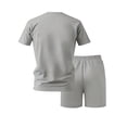 thumbnail image 4 of TKKCS Mens 2 Piece Activewear Sets- Short Sleeve Crew Neck T-Shirt and Drawstring Shorts Lightweight Pullover Summer Casual Tracksuits Outfits Gray Size L, 4 of 7