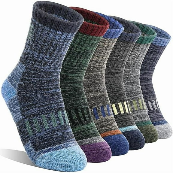 Fu997 Kids Merino Wool Hiking Socks Boys Girls Toddler Thermal Winter Warm Thick Cushioned Moisture Wicking Socks 6 Pairs