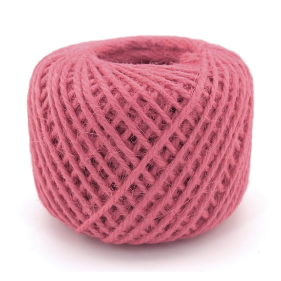 BambooMN 75 Yard, 2mm Crafty Jute Twine Thread Cord String Jute for Artworks, DIY Crafts, Gift Wrapping, Picture Display and Gardening, 3 Balls Rose Red