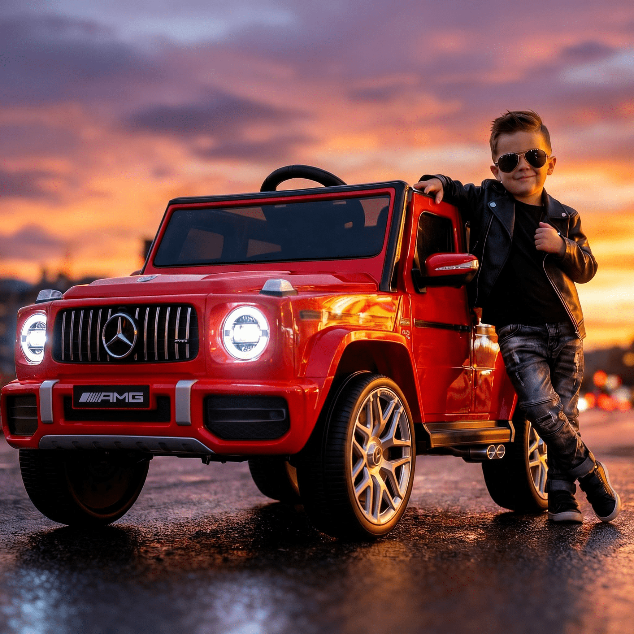Cozphia Licensed Mercedes-Benz AMG G63 Ride on Car,12V Electric Vehicles with Remote Control,Rechargeable Battery,Flickering Lights/LED Lights, Bluetooth,Music