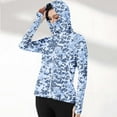 thumbnail image 3 of Xfvqtps Womens Light Jacket Sun Protection Cooling Ice Silk Hoodie Full Zip Camouflage Shirts with Thumb Hole for UV Outdoor Hiking Running Blue, 3 of 7
