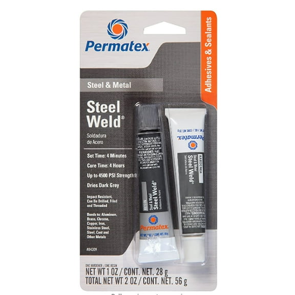 Permatex 84209 PermaPoxy 4 Minute Multi-Metal Epoxy, Two 1 oz. Tubes