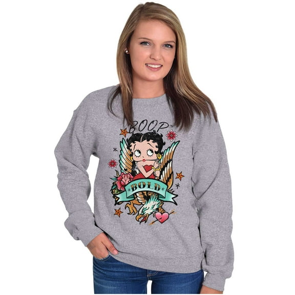 Betty Boop Bold Eagle Rose Tattoo Women Plus Size Sweatshirt Brisco Brands 2X
