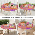 thumbnail image 7 of Pioneer Flower Floral Print Pattern Round Fitted Tablecloth with Elastic Edge,Dining Table Cover Waterproof,Outdoor Round Tablecloth for Camping,Dining,Indoor and Outdoor, 7 of 7