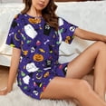 thumbnail image 4 of Daiia Cute And Creepy Pattern Womens Pajama Sets Short Sleeve Pajamas for Women Sets Soft Lounge Sets Casual Round Neck Sleepwear PJS-X-Large, 4 of 7