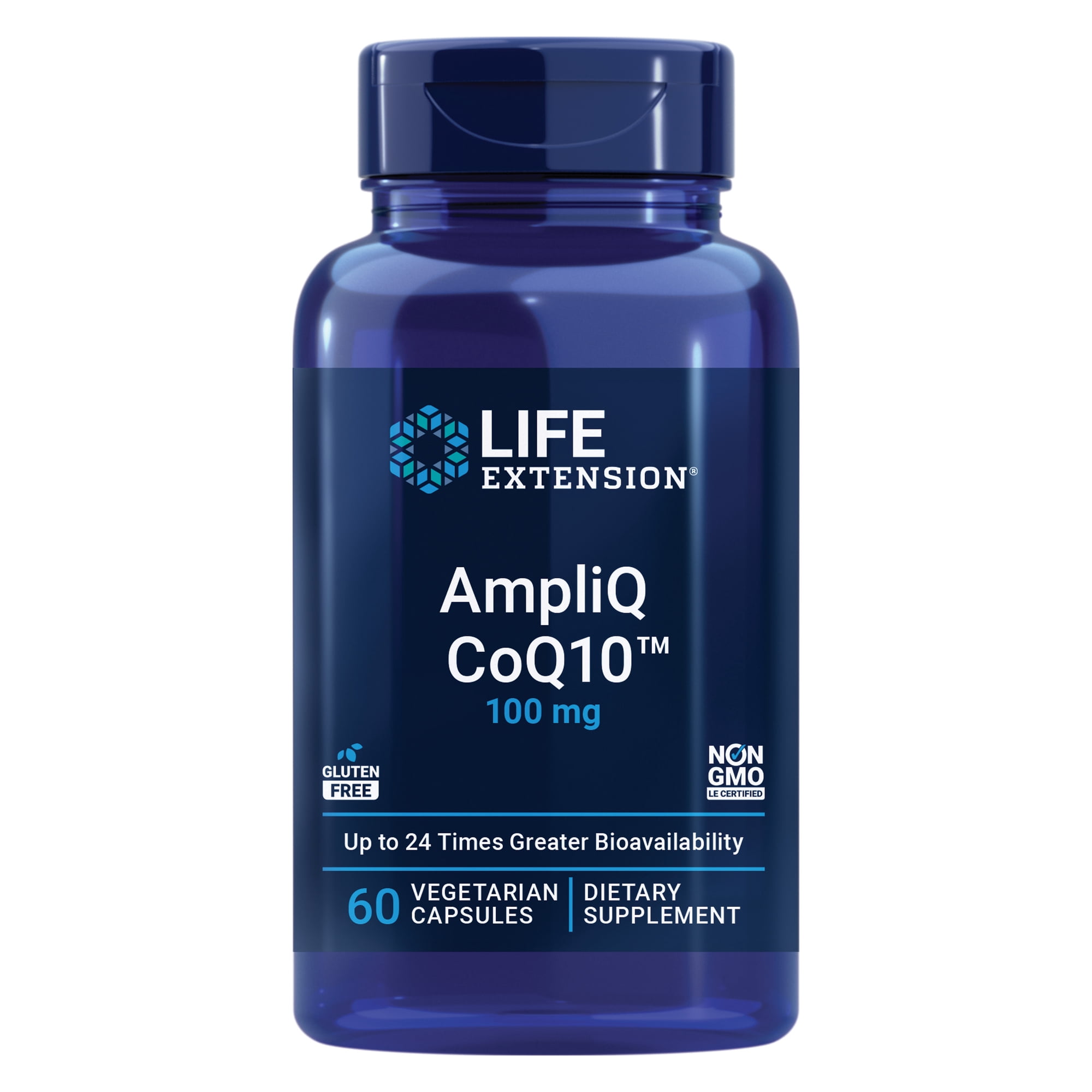 Life Extension AmpliQ CoQ10™, heart health, kidney and liver health, ubiquinone 100 mg, advanced formula, gluten free, non-GMO, vegetarian, 60 capsules
