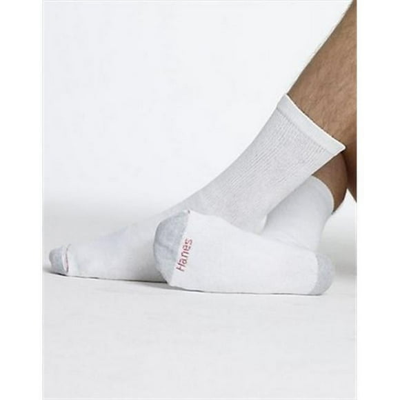 Hanes Mens Big Tall Crew Socks, 12-14, White