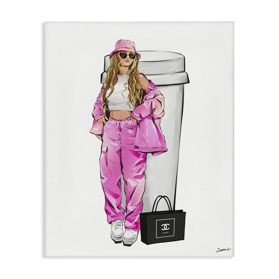 Stupell Industries Coffee Cup Fashionista Food & Beverage Painting Wrapped Canvas Art Print Wall Art, 16 x 20