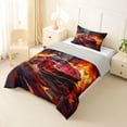 thumbnail image 3 of Castle Fairy Red Supercar Twin Comforter Sets 3-Piece for Boys, City Explosion Bedding Set for Bedroom, Red and Black,Grey Reversible, 3 of 6