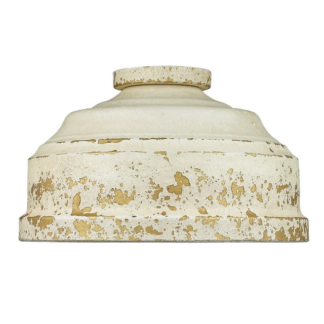 Golden Lighting Keating 3-Light Metal Flush Mount in Antique Ivory