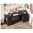 thumbnail image 4 of 55 Inches Computer Desk with 8 Fabric Drawers, Modern Office Desk with Large Storage for Home Office, Study, Black, 4 of 6