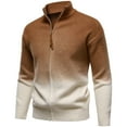 thumbnail image 3 of ZCFZJW Men's Cardigan Sweater Full Zip up Tie Dye Gradient Color Print Long Sleeve Basic Cable Knitted V-Neck Button Sweater Tops Fashion Ombre Jackets Brown L, 3 of 10