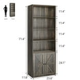thumbnail image 2 of Jojoka Bookcase with Doors Industrial Bookshelf Open Display Storage Shelves, 71.4 in Tall Farmhouse Bookcases Wooden 6 Shelf Bookshelves for Bedroom, Living Room, Home Office, Oak, 2 of 7