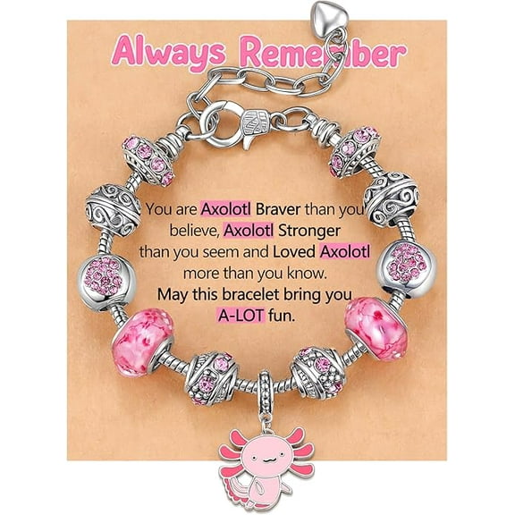 DIY Always Remember Axolotl Charm Bracelet for Daughter– Cute Axolotl Jewelry for Gils