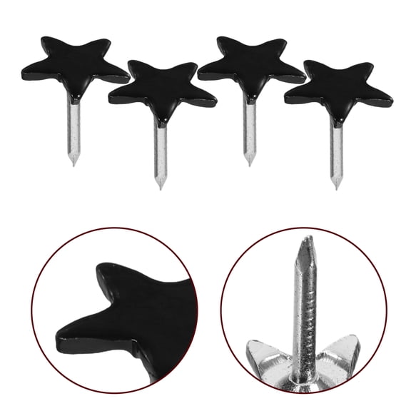 LOLIPPYY 100Pcs Black Decorative Star Push Pins Metal Thumbtacks for Bulletin Board Map Use