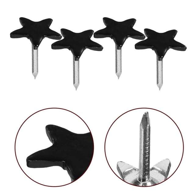 AURARMLET 100Ud Decorativas Estrella Negras De Acero Para Mapas Tableros Y Fotos