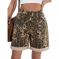 thumbnail image 3 of Women'S High Waist Long Jean Shorts for Women Ripped Distressed Jeans Short Leopard Print L, 3 of 10