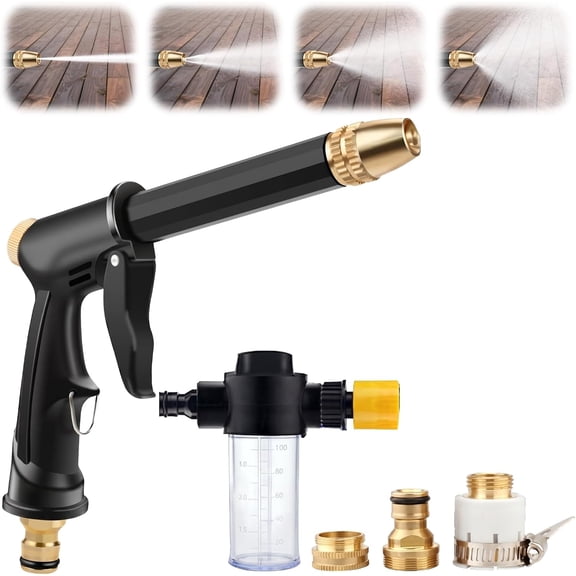 Jet Nozzle Power Washer for Garden Hose, 4 Mode Pressure Spray Wand with Soap Dispenser, Quick Connectors for Car Wash Patio Cleaning