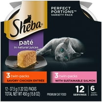 Sheba Perfect Portions Wet Cat Food Paté Variety Pack, 2.6 Oz., 6 Twin-Pack Trays