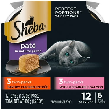 Sheba Perfect Portions Wet Cat Food Paté Variety Pack, 2.6 Oz., 6 Twin-Pack Trays