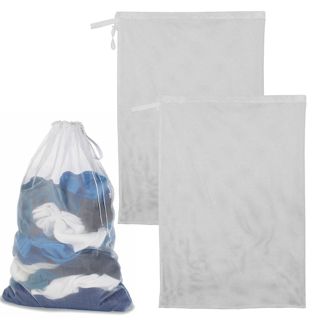 Cqxid Home Textile Storage Under $5 Mesh Laundry Bag Large Laundry Bag With Drawstring Laundry Basket Lined With Machine Washable Travel Sports Hostel Laundry Bag (2pcs)