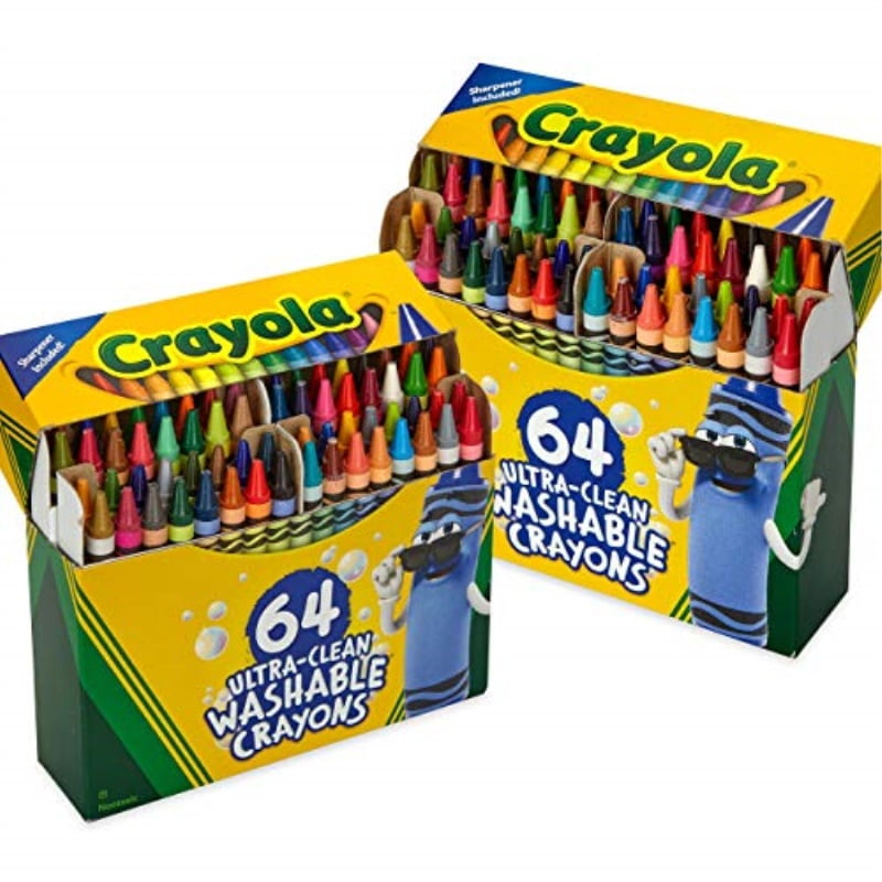 Crayola 64ct Ultra Clean Washable Crayons, 2 Pack Bulk Crayon Set, Gift