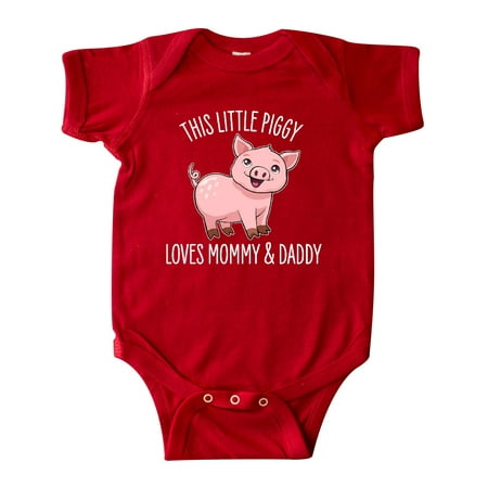 

Inktastic This Little Piggy Loves Mommy and Daddy- cute Gift Baby Boy or Baby Girl Bodysuit
