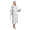 thumbnail image 3 of Enwphrey Grey Women Robe Soft Cozy Warm Bathrobe Ladies Long Fleece Plush Comfy Spa Housecoat Lightweight Robe for Women (S-M, Light Grey), 3 of 8