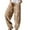 Khaki, variant on jsaierl Womens Cotton Linen Pants Wide Leg Elastic Waist Pants Summer Comfy Tie Front Trousers Sweatpants Lightweight Palazzo Pants