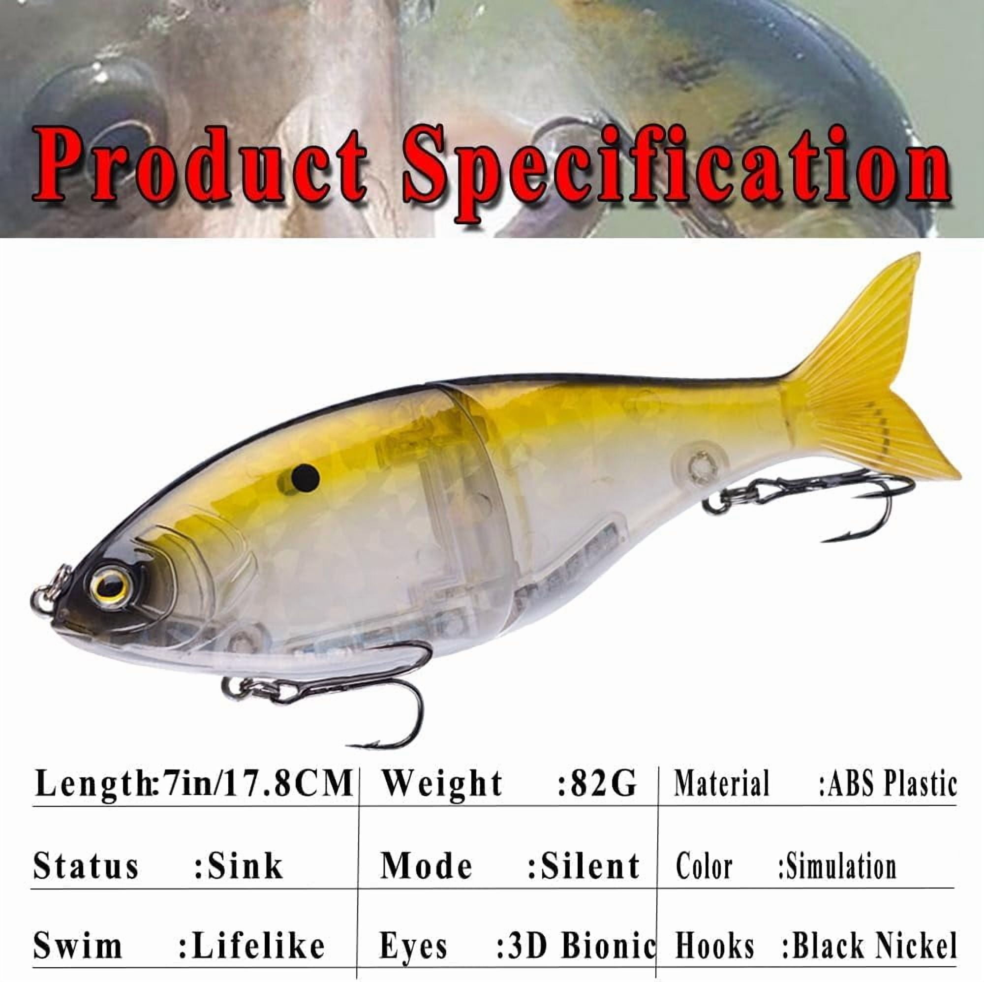 ABPETE Sinking 2-Jointed Glide Bait – Realistic Multi-Segment Soft Lure for Bass, Pike & Walleye Fishing