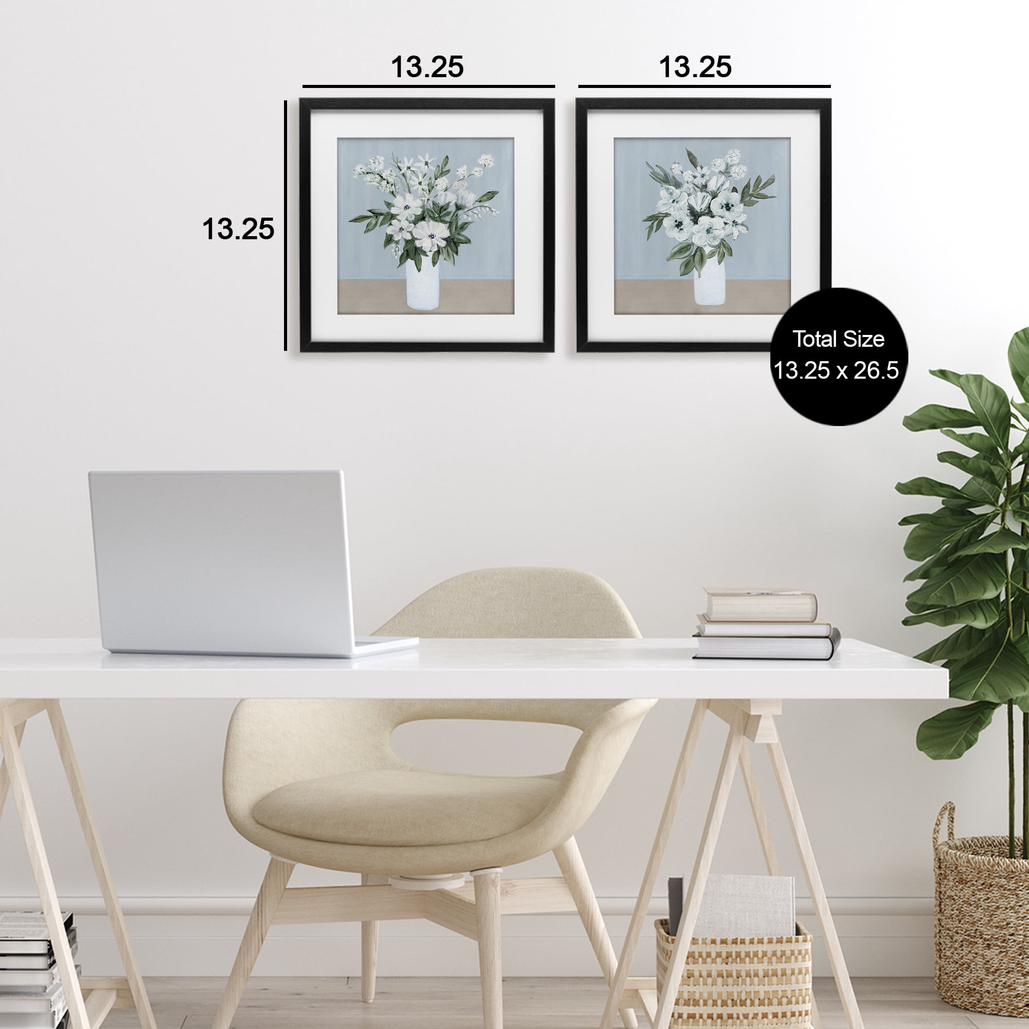 Stupell Industries Mixed White Blossoms 2 Piece Black Framed Print Under Glass Set, design by Marilyn Dunlap