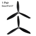 thumbnail image 2 of RC Propellers CW CCW 8045 8x4.5 Inch 3-Vane Fixed-Wing for Airplane Toy, Nylon Black 1 Pair with Adapter Ring, 2 of 3