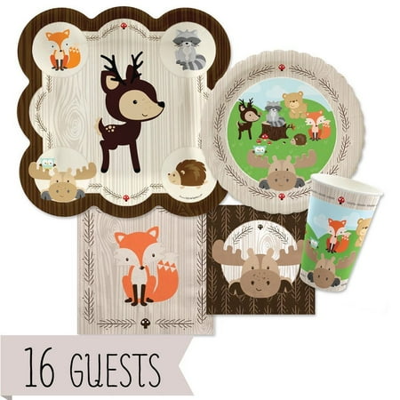 woodland creatures plates tableware napkins bundle cups baby shower theme birthday